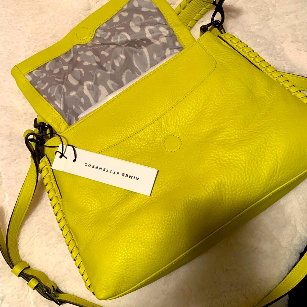 Aimee Kestenberg neon green crossbody or shoulder strap